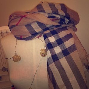 Burberry lightweight check wool & silk scarf